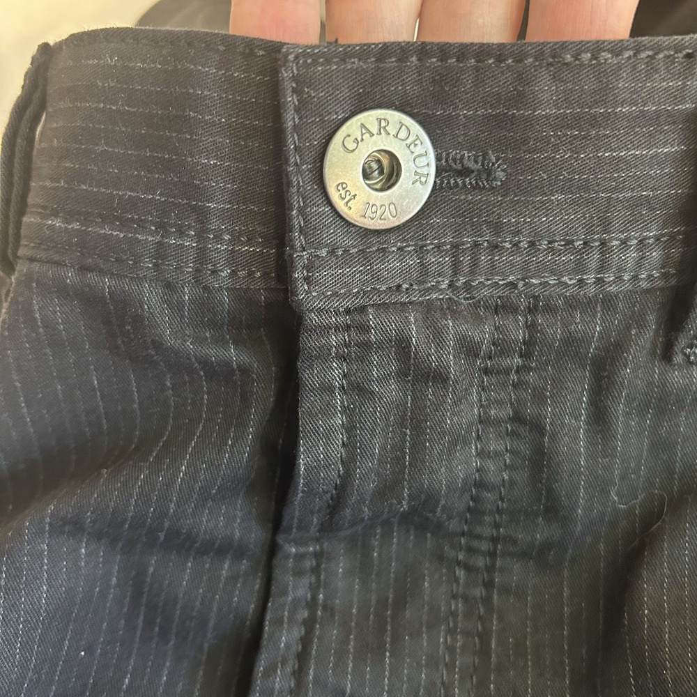 Gardeur Nigel 1 Pants Mens 34x32 Black With Thin White Stripes 5Pocket Stretch - Picture 3 of 16
